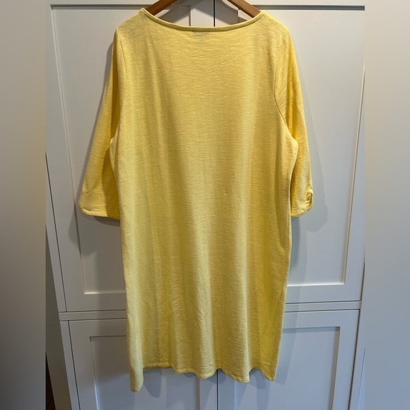 Talbots Cotton Boxy Dress 3/4 Sleeves Pockets Plus size 2X Petite Yellow - Picture 2 of 11